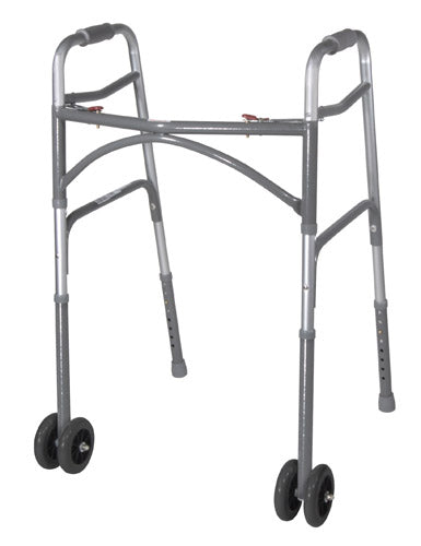 Bariatric Adult Folding Walker With Wheels Double Button