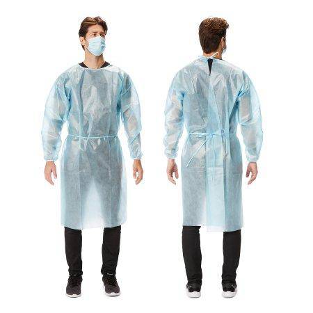 Cypress Protective Procedure Gown Large Blue NonSterile AAMI Level 1 Disposable