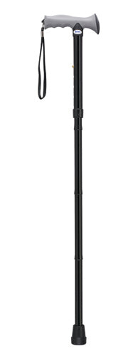 Folding Cane Aluminum With Gel Grip - Black