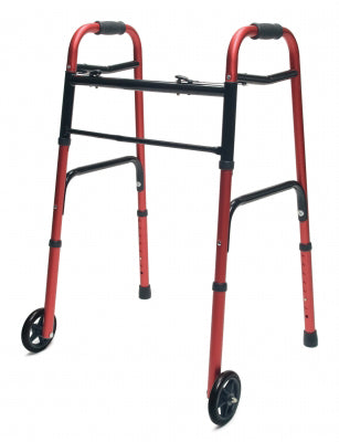 Walker  Adult W-5  Wheels Folding  Red  Case Of 2