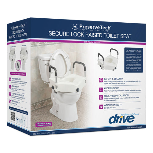 Drive Preservetech Secure Lock Raised Toilet Seat 350lbs