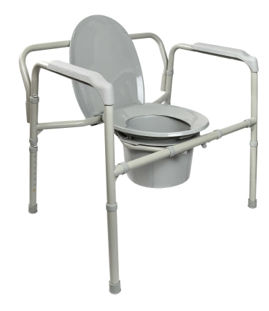 Folding Commode Chair McKesson 650lb. Capacity Steel Frame Back Bar 13-3-4 Inch Seat Width (Ea-1)