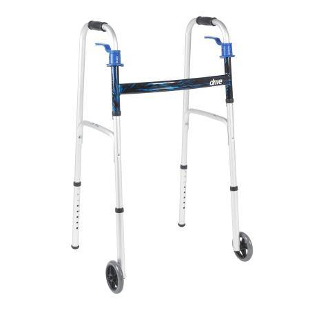 Dual Release Folding Walker Adjustable Height drive™ Aluminum Frame 350 lbs. Weight Capacity 32 to 39 Inch Height (Ea-1)