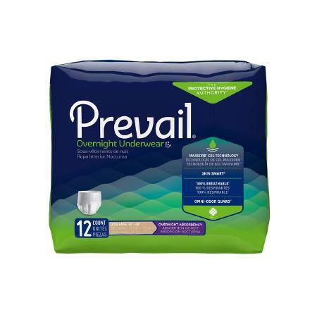 Unisex Adult Absorbent Underwear Prevail® Overnight Pull On with Tear Away Seams Disposable Heavy Absorbency (12-PK)