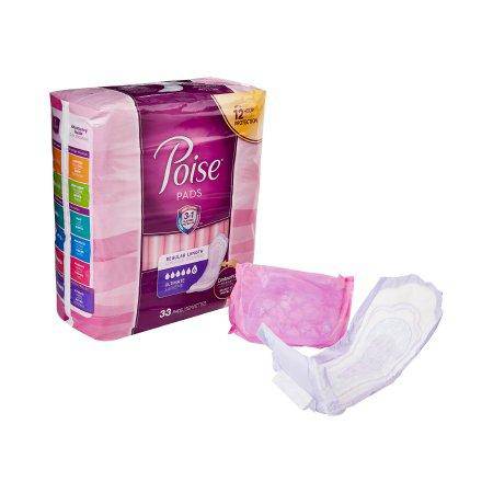 Bladder Control Pad Poise® 3-1-2 X 16 Inch Heavy Absorbency Absorb-Loc® Core Regular Adult Female Disposable (Pack of 33)