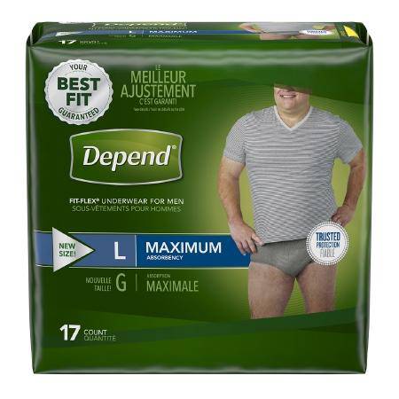 Underwear, Depend Max Absrb Men Lg (17-pk 2pk-cs) Pk - 17