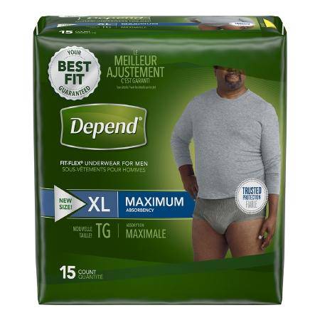 Underwear, Depend Max Absrb Men Xlg (15-pk 2pk-cs) Pk - 15