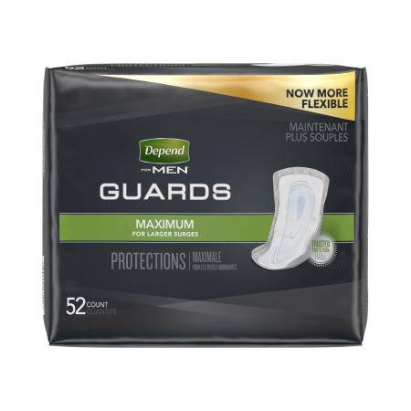 Bladder Control Pad Depend® Guards for Men Heavy Absorbency Absorb-Loc® Core One Size (52-Bag)