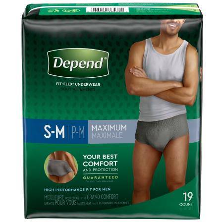 Underwear, Incont Depend Max Gry Men Sm-med (19-pk 4pk-cs) Pk - 19