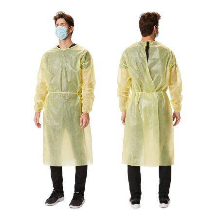 Cypress Protective Procedure Gown Large Yellow NonSterile AAMI Level 1 Disposable