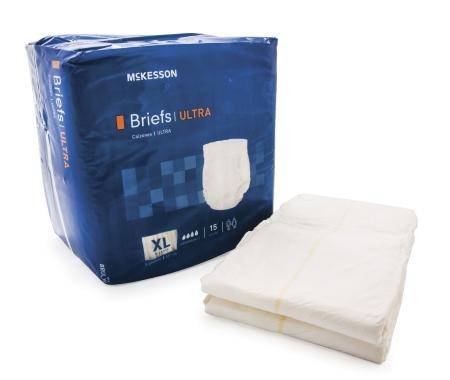 Unisex Adult Incontinence Brief McKesson Ultra X-Large Disposable Heavy Absorbency (Bag of 15)