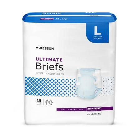 Brief, Incont Ultimate Cloth Back Lg 44-58 (18ea-bg 4bg-cs) Bg - 18