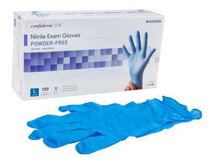 Glove Exam Nitrl 3.8 Pf Blue Lg (100-bx) Bx - 100
