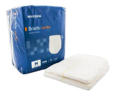 Unisex Adult Incontinence Brief McKesson Ultra Medium Disposable Heavy Absorbency (Bag of 16)