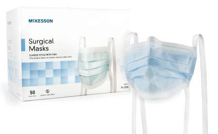 Mask, Face Surg Classic Pltd W-ties Lf Blu (50-bx) Bx - 50