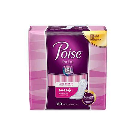 Bladder Control Pad Poise® 14.6 Inch Length Heavy Absorbency Absorb-Loc® Core One Size Fits Most Adult Female Disposable