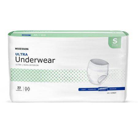 Underwear Unisex Adult Absorbent McKesson Ultra Pull On with Tear Away Seams Small Disposable Heavy Absorbency