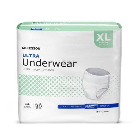 Underwear Unisex Adult Absorbent McKesson Ultra Pull On with Tear Away Seams X-Large Disposable Heavy Absorbency