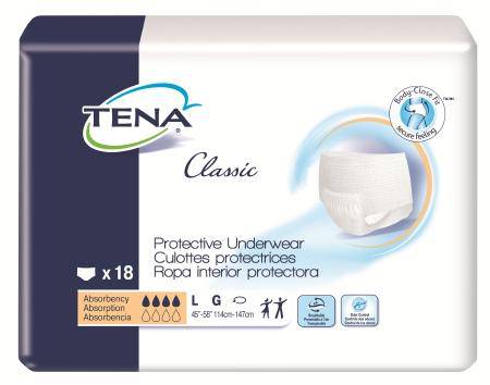 Underwear, Tena Classic Protective Lg (18-pk 4pk-cs) Pk - 18