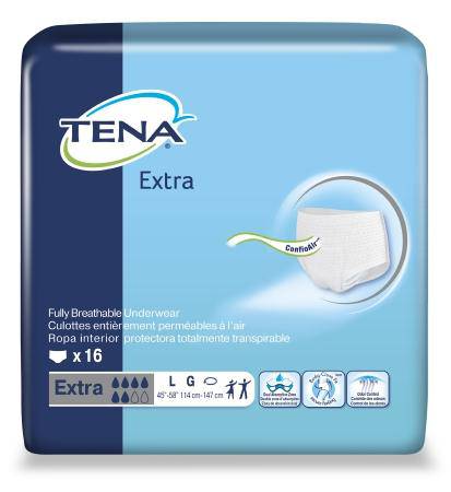 Underwear, Tena Protective Exttra Lg (16-bg 4bg-cs) Bg - 16