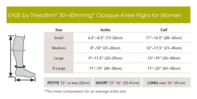 EASE Opaque Firm Support Women's Knee High (30-40 mmHg)