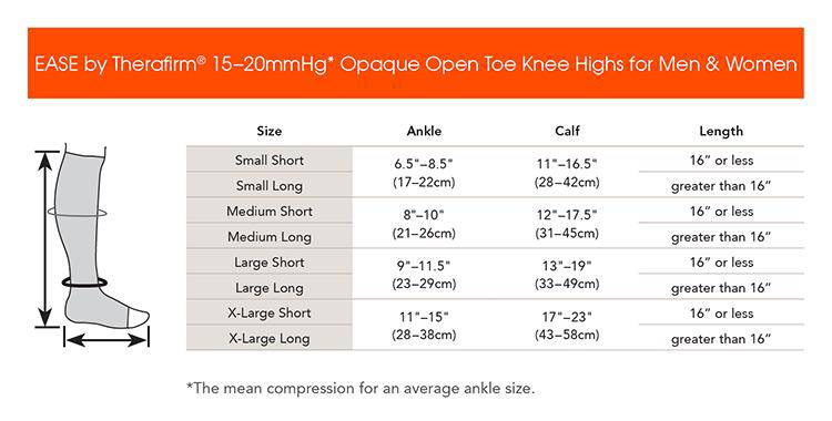 EASE Opaque Mild Support Unisex Open Toe Knee High (15-20 mmHg)