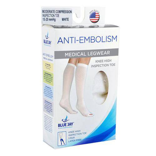 Anti-embolism Stockings Lg-reg 15-20mmhg Below Knee  Insp Toe