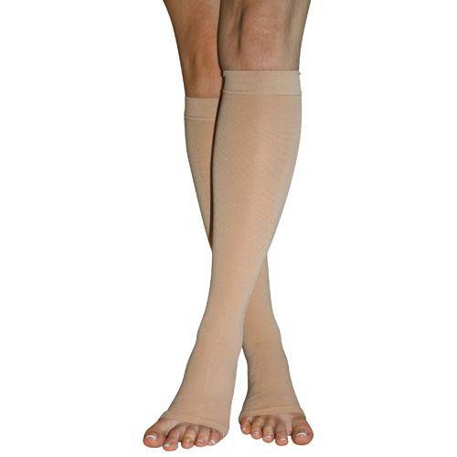 beige knee high open toe 30-40mmhg medium