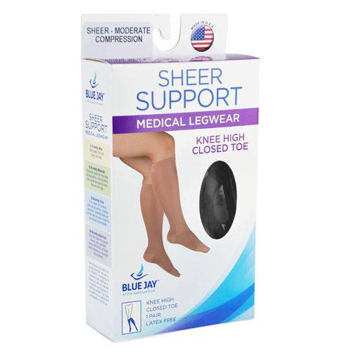 Ladies' Sheer Firm Support  Sm 20-30mmhg  Knee Highs  Black