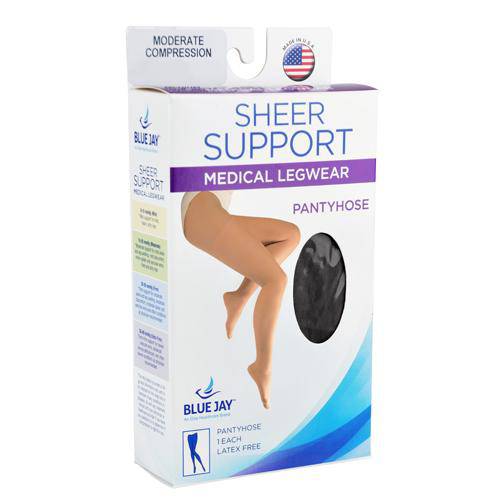 Ladies' Sheer Moderate  Queen 15-20mmhg  Panty Hose  Black