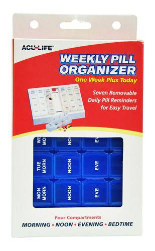 Pill Organizer Weekly W-28 Com One Week Plus Today'  Blue