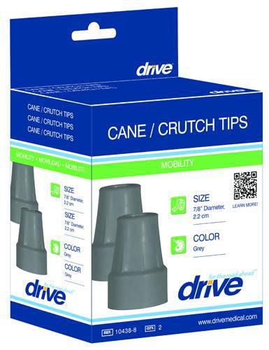 Crutch Tips, Drive Grey Fits Cane/Crutch (1 Pair)