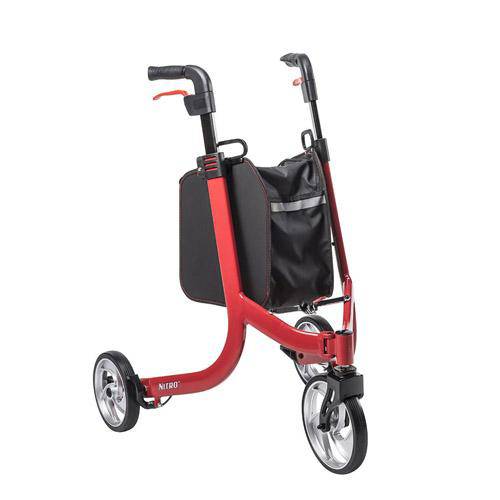 Drive Nitro 3-Wheel Folding Aluminum Rollator - Red