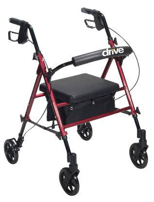 Drive Rollator Aluminum W/ Adjustable Seat Height - Red