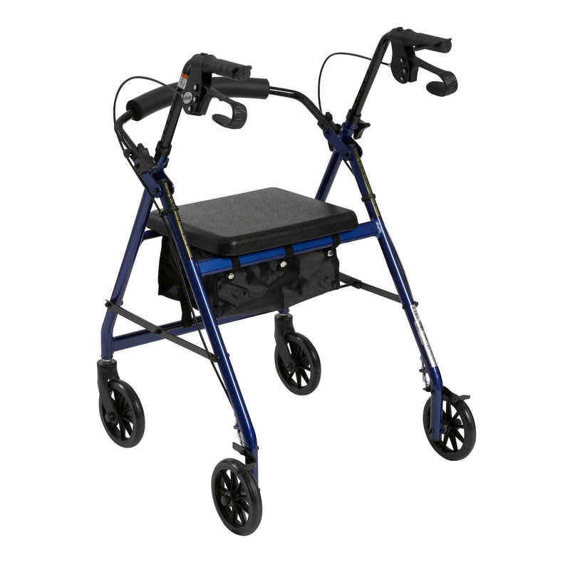 Drive Rollator 4-Wheel W/ Pouch & Padded Seat - Blue