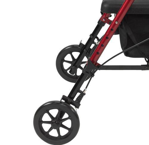 Drive Rollator Aluminum W/ Adjustable Seat Height - Red