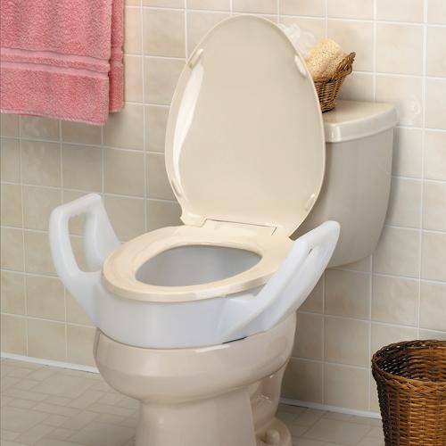 Elevated Toilet Seat W-arms Elongated 19  Wide