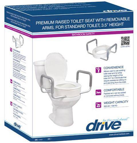 Elevated Toilet Seat W-arms For Elongated Toilets T-f