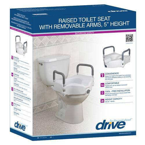 Raised Toilet Seat W- Lock & Padded Removable Arms Retail
