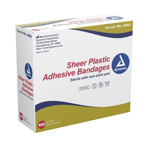 Adhesive Bandages Sheer 3/4" x 3" Sterile (Bx-100)