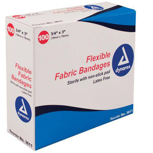 Flexible Fabric Bandages 3-4 X3  Sterile Bx-100